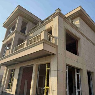 鞍山 黄金麻花岗岩石材荔枝面外墙干挂效果展示