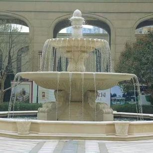 鞍山 黄金麻花岗岩异型加工——户外庭院石雕流水喷泉