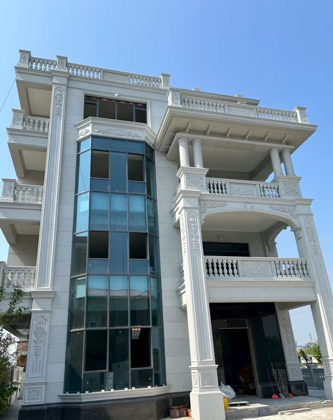 鞍山 白麻花岗岩别墅外墙干挂效果展示