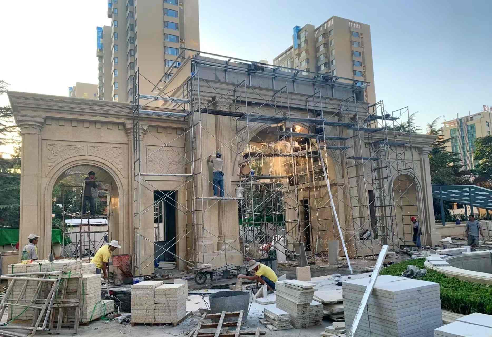 鞍山 黄金麻荔枝面花岗岩小区门楼外墙干挂